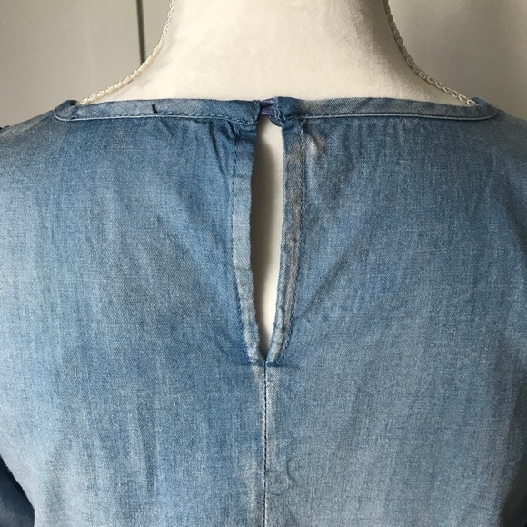 Light Denim Bell Sleeve Dress, 100% Cotton - Picture 7 of 7
